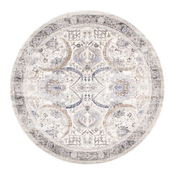 Pasargad Home 6 x 6 ft Amadeus Design Power Loom Area Rug Ivory PRC1021IB 6X6 - main